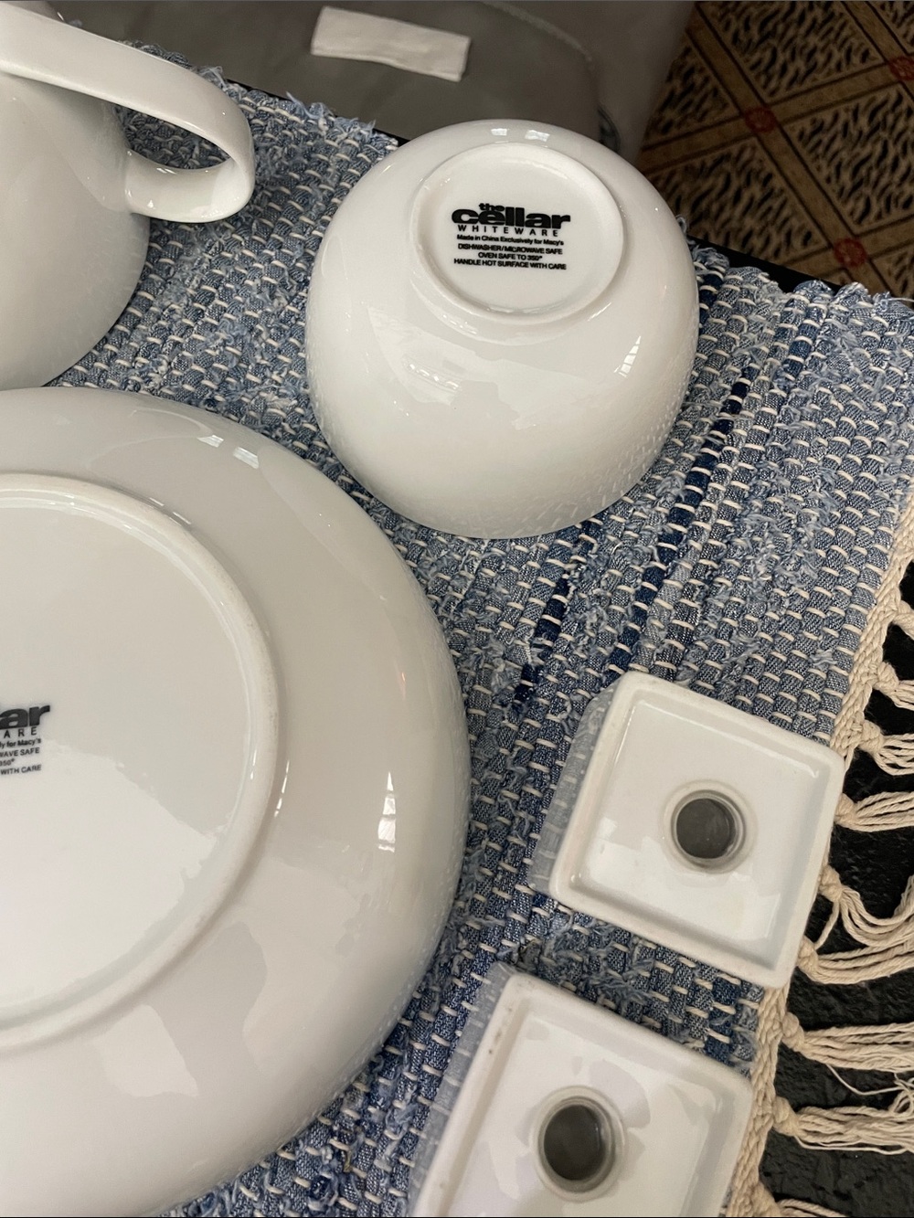 White Ceramic Dinnerware Set - Classic White Bowls, Mug & S&P Collection 6 pc. - Picture 4 of 6